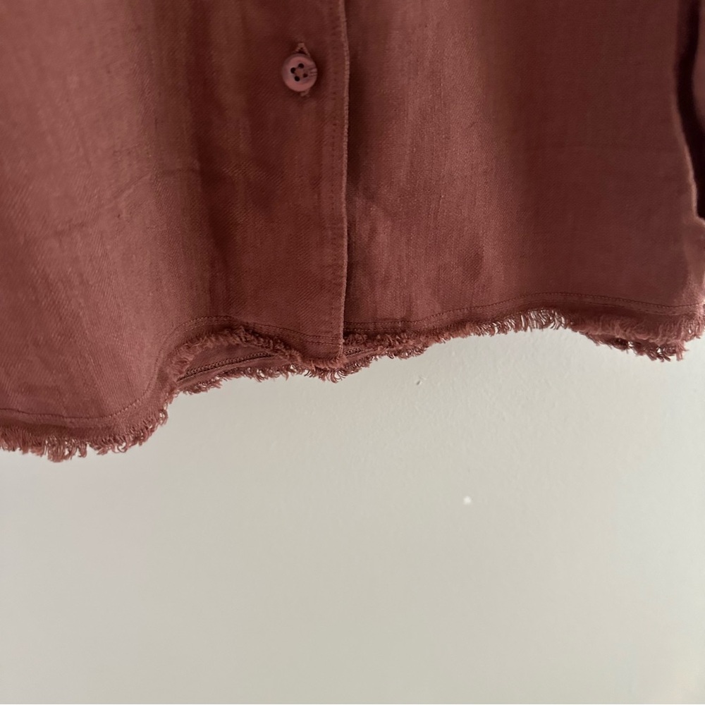 Cloth & Stone Maroon Rust Long Sleeve Linen Colored Dress - Picture 7 of 9
